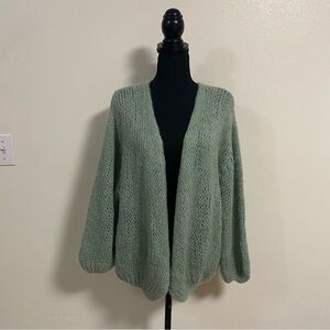 OST Cardigan Women’s Size Large Sage Green Chunky Knit Sweater Cardigan